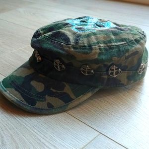 Vintage Brokedown 100% Cotton Canvas Cap Camouflage Army Military New